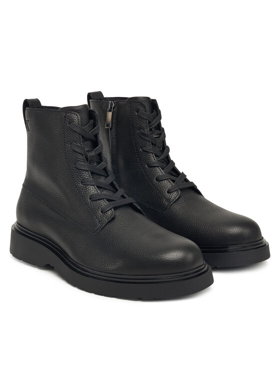 Calvin Klein Calvin Klein Ghete Combat Ess Lace Up Zip Boot Lth YM0YM01373 Negru