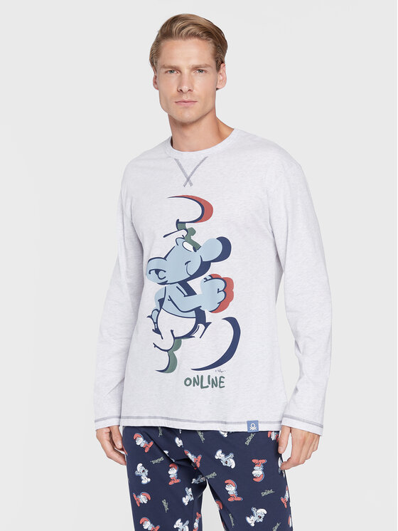 Pyjama Femme United Colors Of Benetton - Ensemble En Jersey Coton/viscose, Rayures, Coupe Palazzo