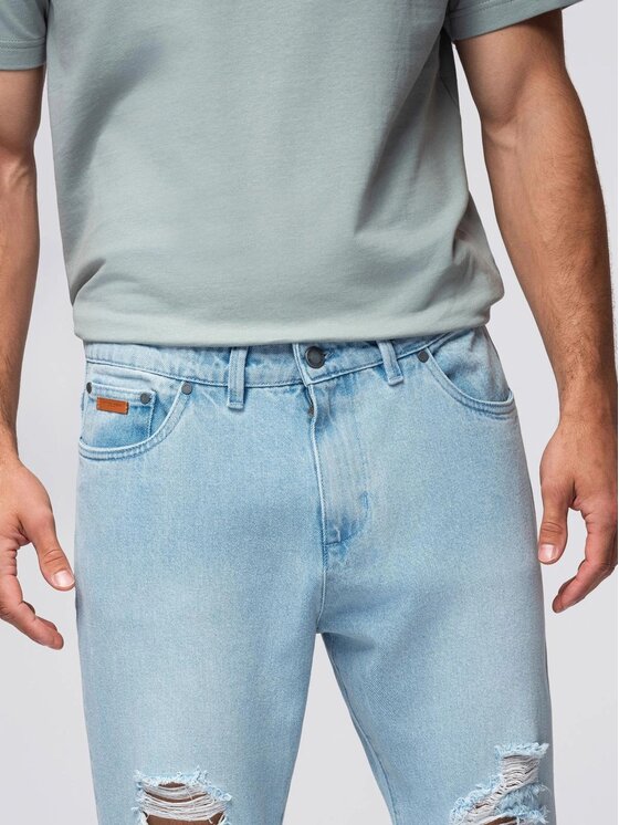 Ombre Ombre Jeansy OM-PADP-0250 Niebieski Carrot Fit