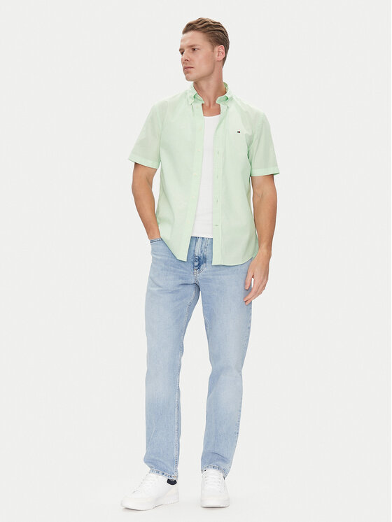 Tommy Hilfiger Tommy Hilfiger Cămașă MW0MW37584 Verde Regular Fit