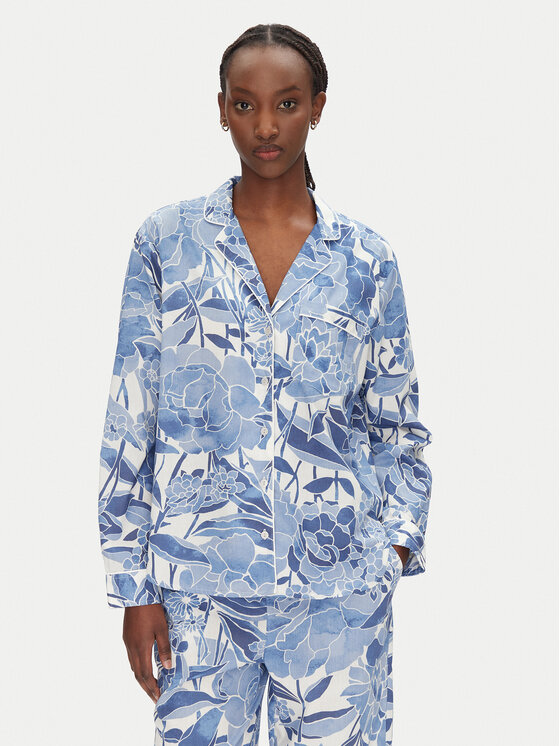 Gap Cămașă pijama 531508-13 Albastru Relaxed Fit