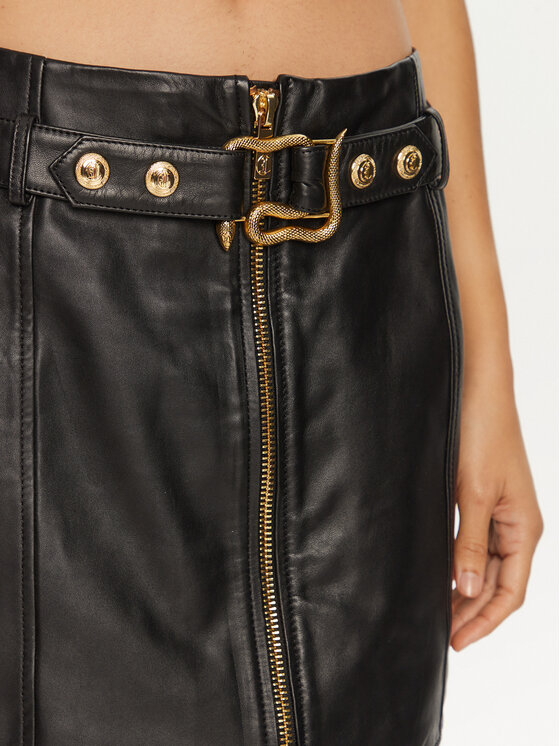 Just Cavalli Just Cavalli Kožna suknja 77PAEP12 Crna Slim Fit