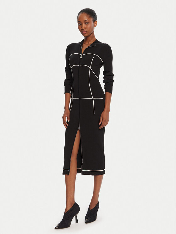 Patrizia Pepe Patrizia Pepe Rochie tricotată 8A1522 K265 FG09 Negru Regular Fit