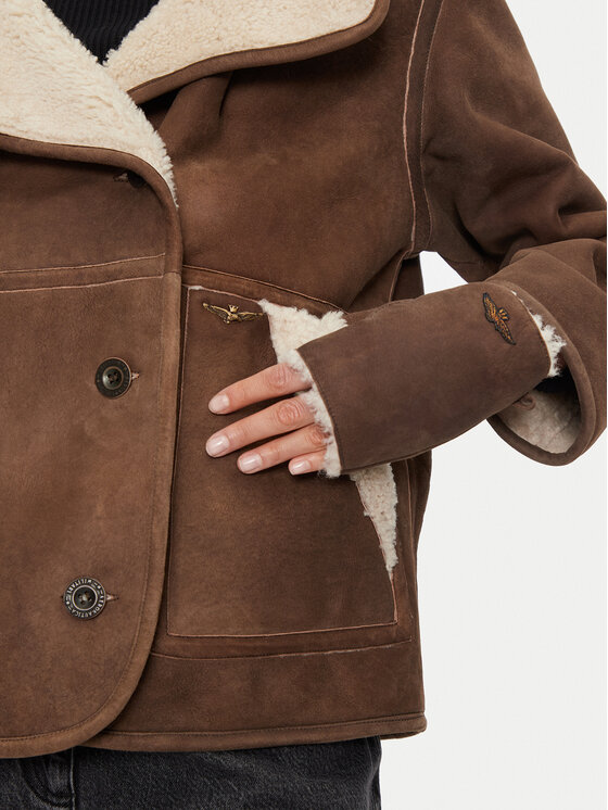 Aeronautica Militare Aeronautica Militare Cappotto di pelliccia naturale 242PN2010D1893 Marrone Regular Fit