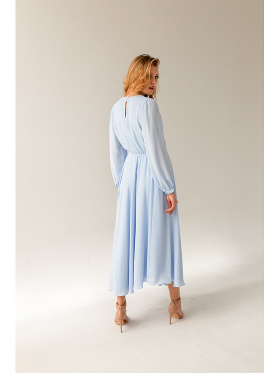 Entelier Entelier Sukienka wieczorowa maxi Niebieski Comfortable Fit