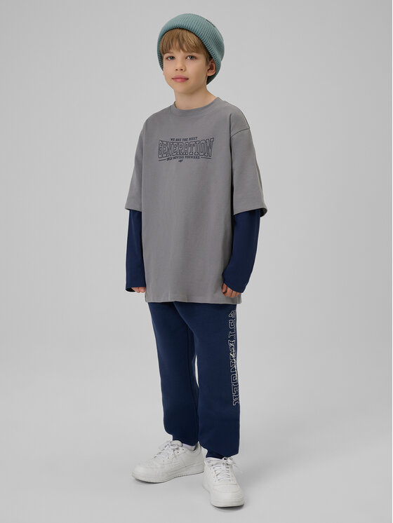 4F 4F Bluza CAMPUS VIBES Szary Loose Fit