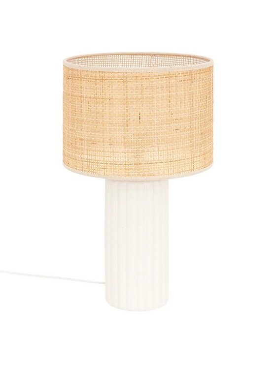 MIAhome MIAhome Lampa stołowa ceramiczna z plecionym abażurem Beżowy