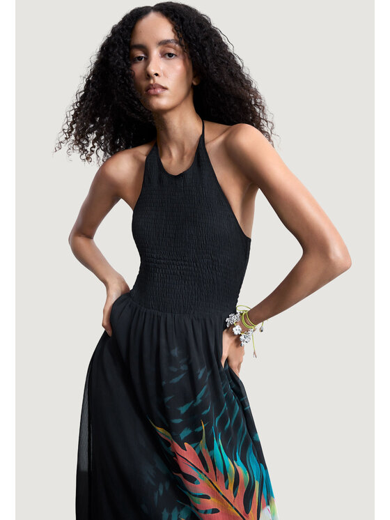 Desigual Desigual Sukienka codzienna VEST_SWIM-DAIKIRI HALTER Czarny Casual Fit