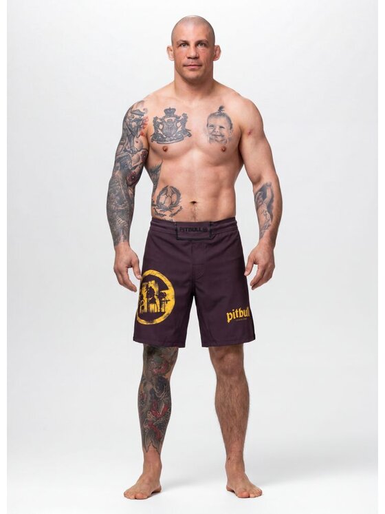 PITBULL PITBULL Szorty sportowe LOGO PALMS Brązowy Regular Fit