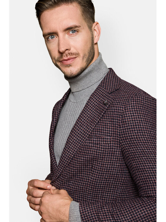 Lancerto Lancerto Marynarka Roskilde Bordowy Slim Fit