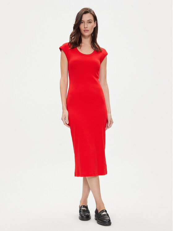 Tommy Hilfiger Tommy Hilfiger Rochie de vară WW0WW41273 Roșu Slim Fit