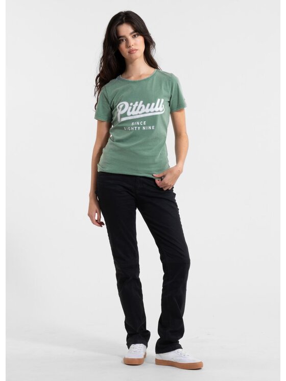 PITBULL PITBULL T-Shirt Koszulka damska ANGEL LOGO XS Zielony Regular Fit