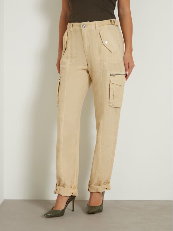 Guess Guess Spodnie materiałowe 164111 Beżowy Slim Fit