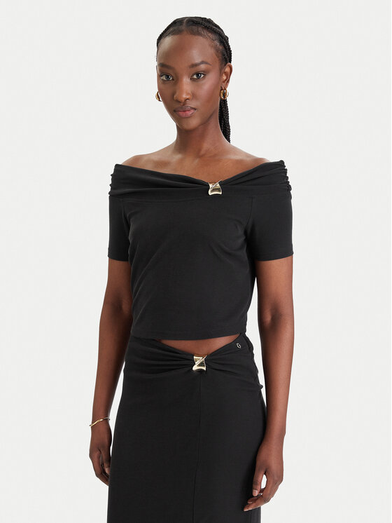 Guess Guess Blúzka W6GP12 K2935 Čierna Regular Fit