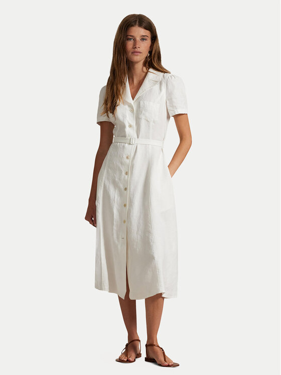 Polo Ralph Lauren Polo Ralph Lauren Rochie tip cămașă 211972041001 Alb Regular Fit