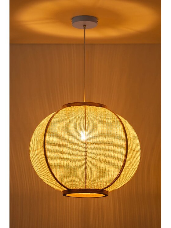 MIAhome MIAhome Lampa wisząca z lnu Ziyec Beżowy