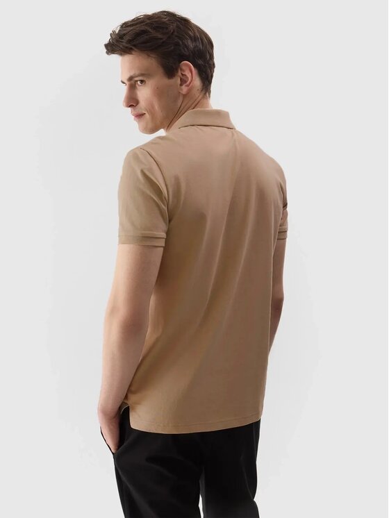 4F 4F Polo 4FWSS26TPTSM0948-83S Brązowy Regular Fit