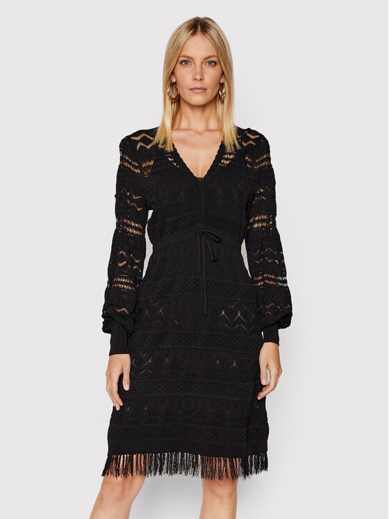 TWINSET Плетена рокля 221TP3032 Черен Regular Fit
