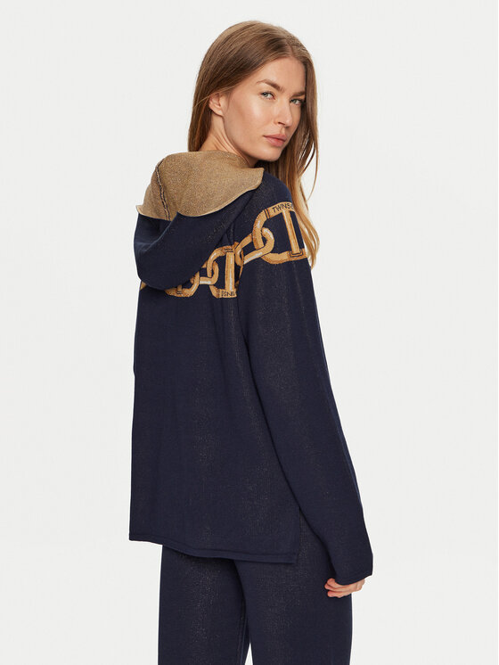 TWINSET TWINSET Džemper 241TP3520 Tamnoplava Loose Fit