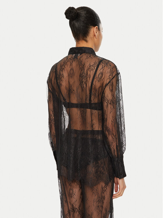 Hunkemöller Hunkemöller Marškiniai Camille 300608 Juoda Relaxed Fit