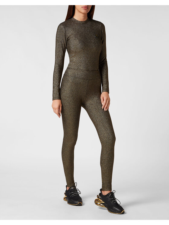 Plein Sport Plein Sport Legginsy 4487 Złoty Active Fit