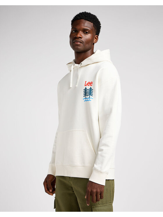 Lee Lee Bluza GRAPHIC HOODIE Biały Regular Fit