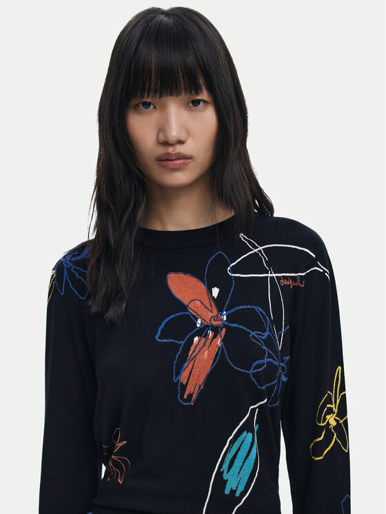 Desigual Desigual Пуловер Arty 25WWJF33 Черен Regular Fit