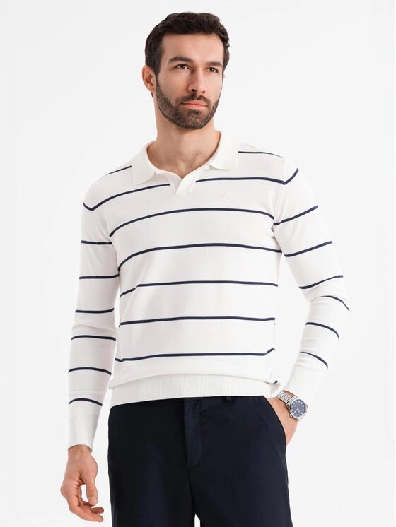Ombre Ombre Longsleeve OM-POLS-0146 Biały Regular Fit