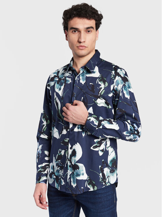 Guess Guess Srajca M3GH24 W7N50 Mornarsko modra Slim Fit