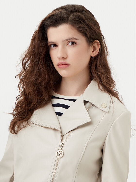 Guess Guess Dirbtinės odos striukė W5RL22 WE480 Écru Regular Fit