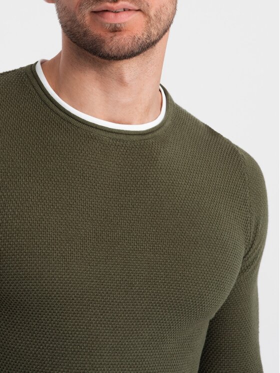 Ombre Ombre Svetr OM-SWSW-0103 Zelená Classic Fit