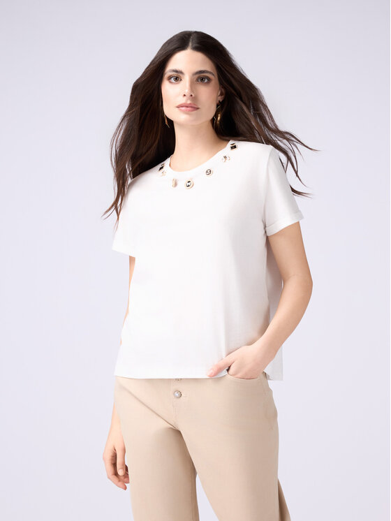 Oltre Oltre T-shirt G392J004179N011 Bianco Regular Fit
