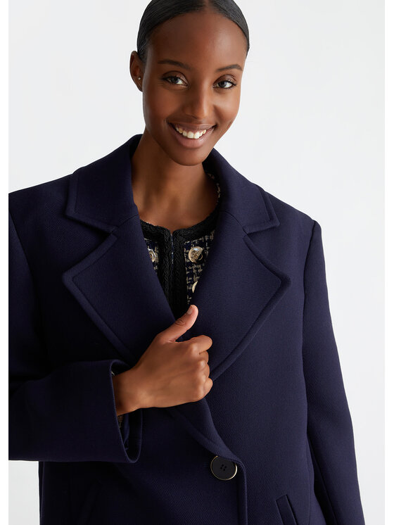 Liu Jo Cappotto Celeste Cappotto Liu Jo Con Spilla Cappottino Con