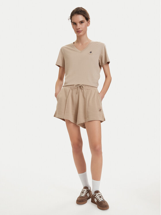 Beverly Hills Polo Club Beverly Hills Polo Club T-Shirt P-SS26W-TS516518 Μπεζ Regular Fit