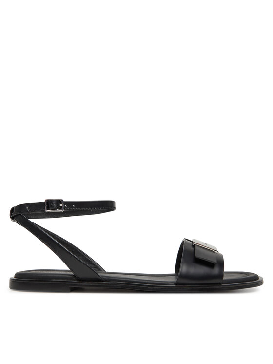 Calvin Klein Sandále Flat Sandal W/Ck Hw - Lth HW0HW02367 Čierna