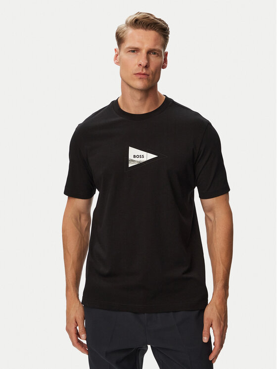 BOSS Tricou TS_Network Photo 50564740 Negru Regular Fit