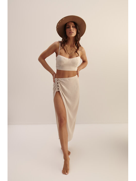 Hottie Hot Hottie Hot Sada top a sukňa HARMONY Béžová Slim Fit