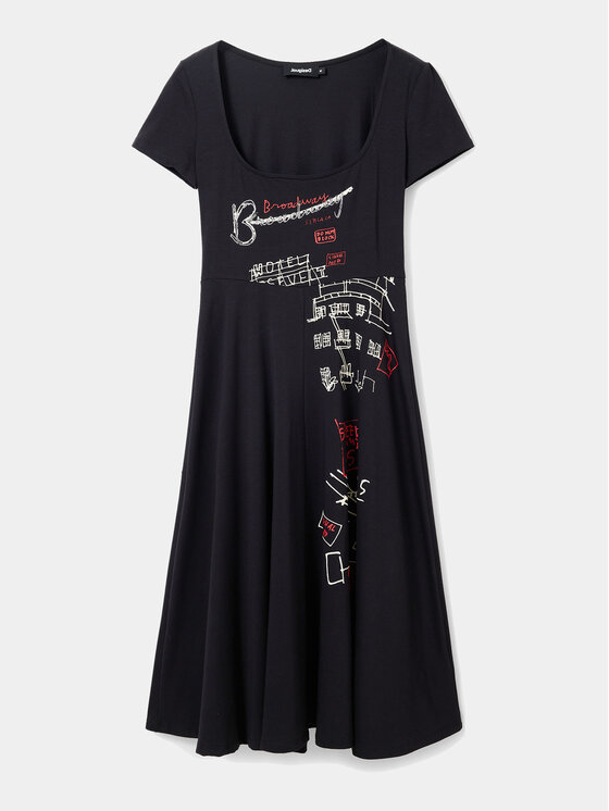 Desigual Robe de jour 23WWVK15 Noir Regular Fit Modivo