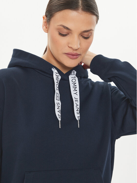 Tommy Jeans Tommy Jeans Pulóver Logo Drawcord DW0DW17794 Sötétkék Boxy Fit