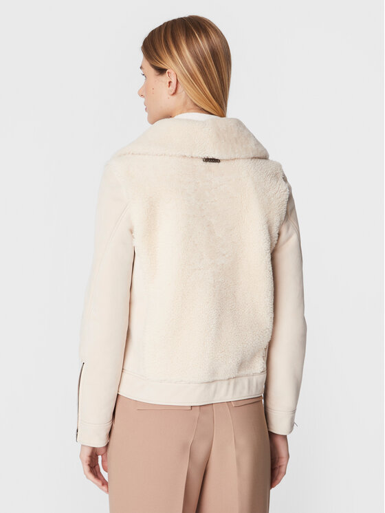 Peserico Peserico Cappotto in shearling S21334C03 Écru Regular Fit