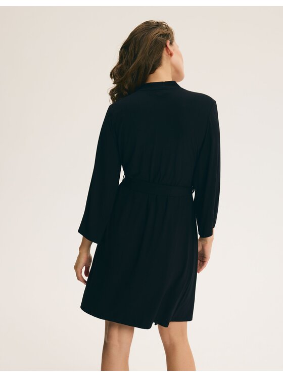 Esotiq Esotiq Szlafrok 45995 Czarny Regular Fit