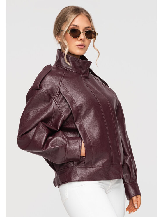 Ombre Ombre Kurtka przejściowa OW-JAFL-0104 Bordowy Oversize