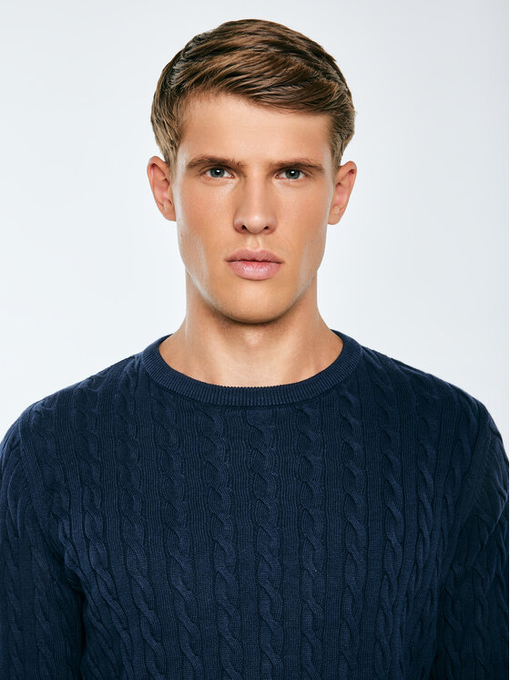 BIG STAR BIG STAR Sweter AMARIS Granatowy Basic Fit