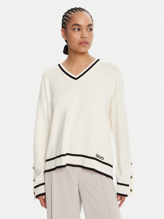 Liu Jo Sport Sweter TF5229 MS59L Écru Regular Fit