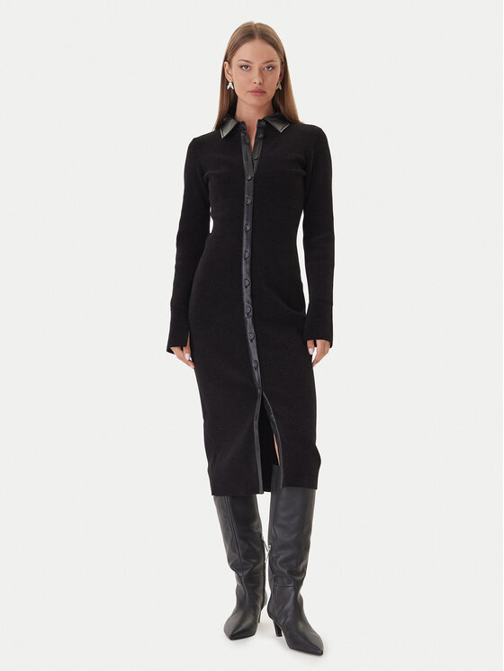 Patrizia Pepe Patrizia Pepe Плетена рокля 2A2982 K215 Черен Regular Fit