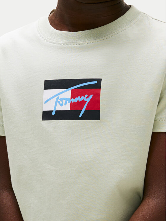 Tommy Hilfiger Tommy Hilfiger T-krekls Script Flag KB0KB09725 Zaļš Regular Fit