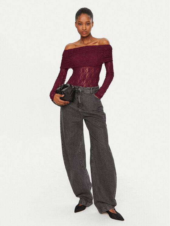 ROTATE ROTATE Μπλουζάκι 1132732197 Μπορντό Slim Fit
