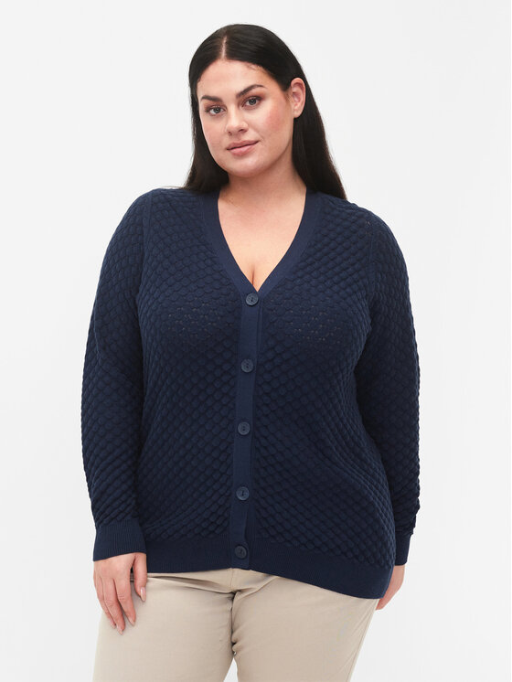 Zizzi Cardigan M61151E Bleu Regular Fit | Modivo.fr