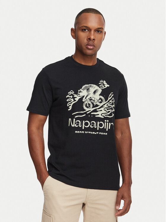 Napapijri Tricou Cabin NP0A8B3F Negru Relaxed Fit