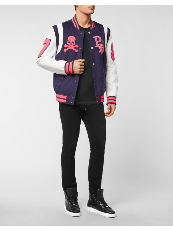 PHILIPP PLEIN PHILIPP PLEIN Vatovaná bunda 5877 Modrá Regular Fit